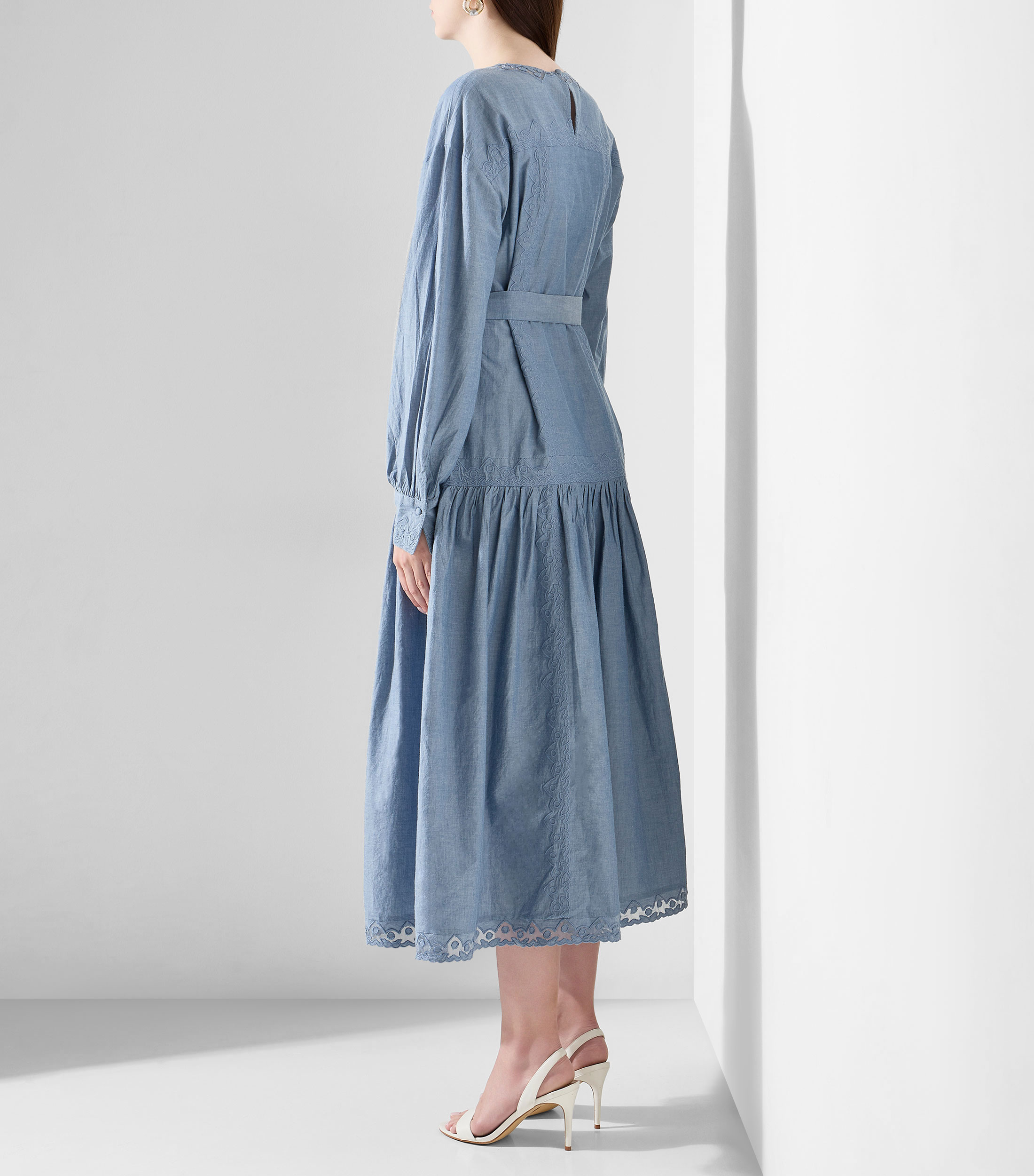 Vestido midi con manga larga liso Brin Mujer